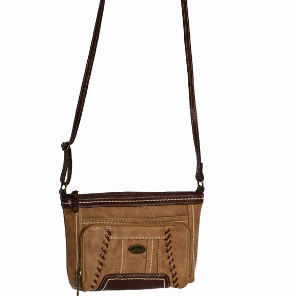 B.O.C. Born Concepts Brown Shoulder Handbag whip stitching Faux Leather Suede - Picture 5 of 10